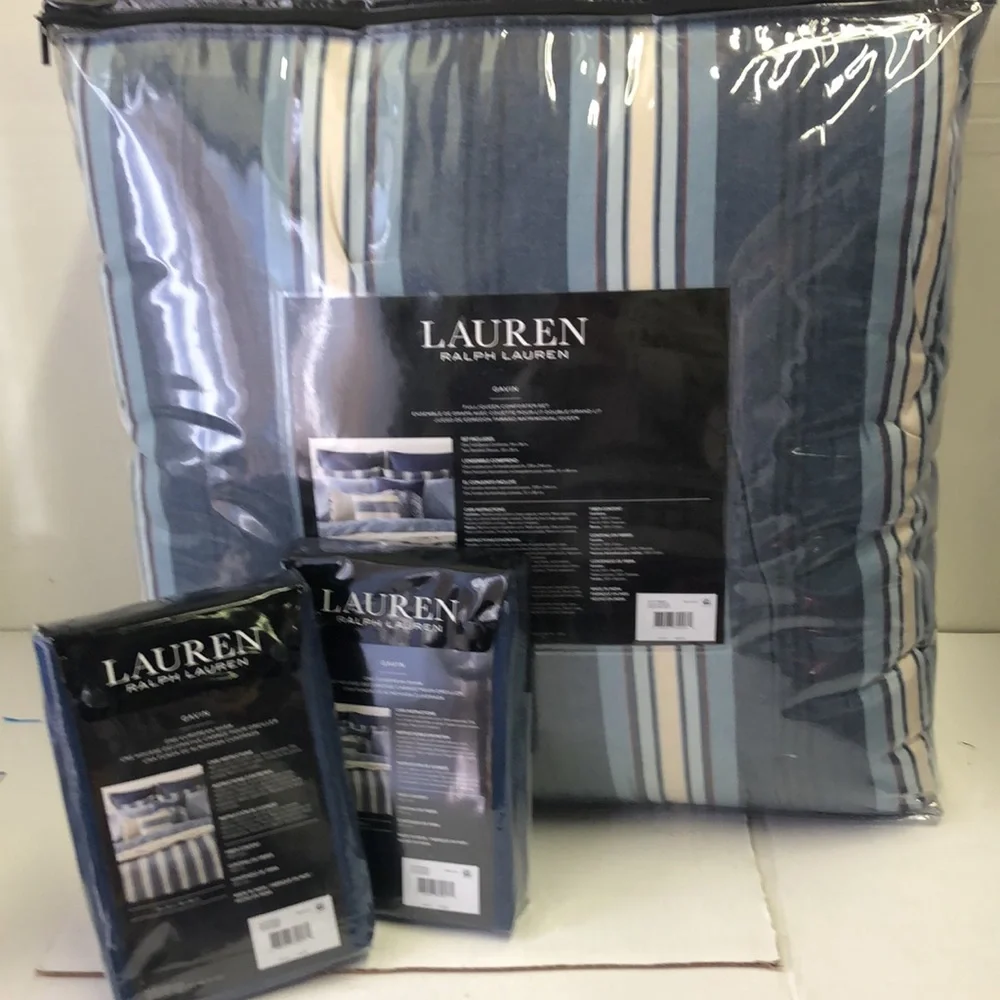 Lauren Ralph Lauren Gavin Stripe Full/Queen Comforter Set + 2 Euro Shams